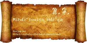 Mihálovits Héra névjegykártya